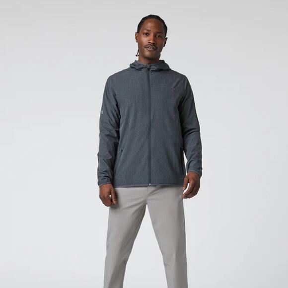 VUORI Outdoor Trainer Shell Jacket Dark Pewter Linen Texture Sz L NWT $118 {BB4} - Picture 1 of 6